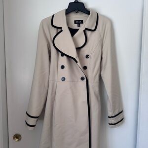 Elle Women's Beige Trench Coat with Black Trim